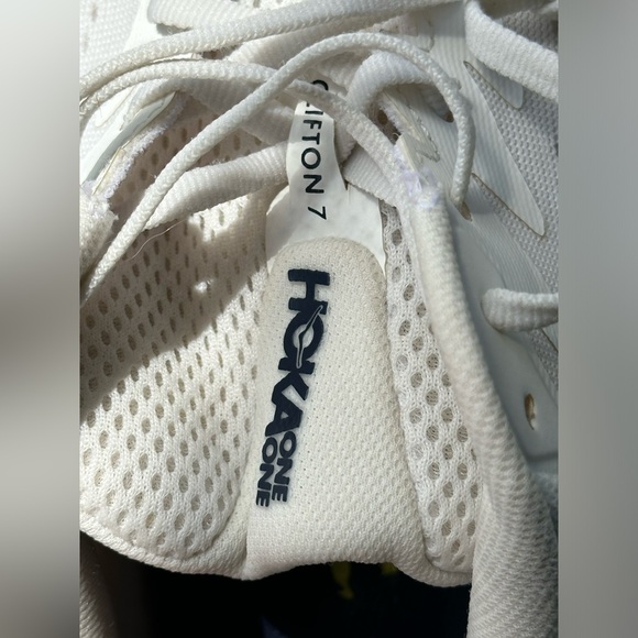 HOKA Men’s Clifton 7 size 12 White Navy Comfort Sneaker Running Trainers - Picture 13 of 14